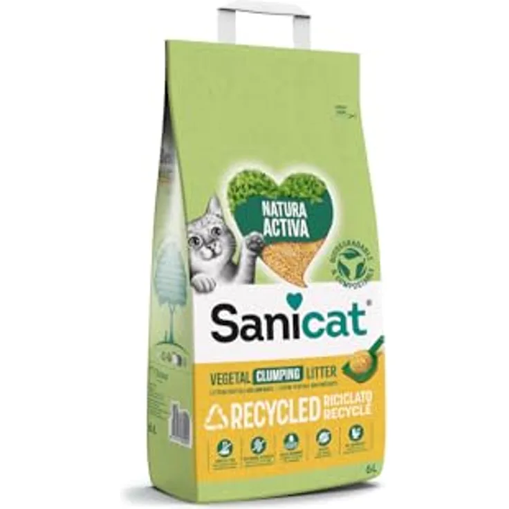 Sanicat Klumpstreu Recycled Corn Cob, 6 l, ausgezeichnete Absorption und natürliche Geruchsbindung, umweltfreundlich und biologisch abbaubar