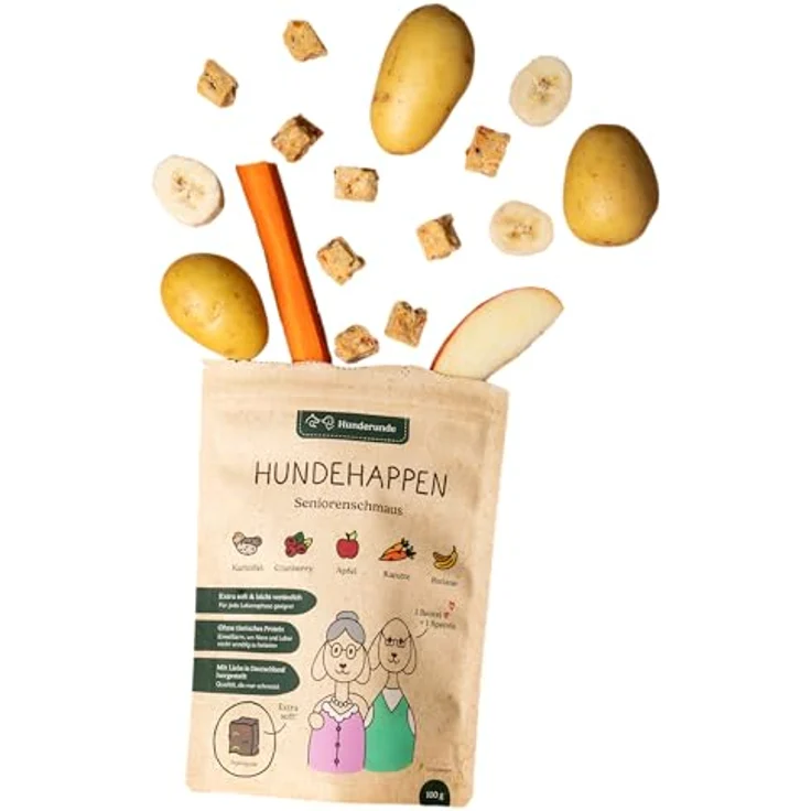 Hunderunde Seniorenschmaus Vorteilspack 6x100g – vegane Hundeleckerli für Senioren mit Kartoffel, Cranberry & Banane – leicht verdaulich, weich & getreidefrei – Bild 1