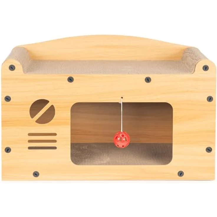 COIL Kratztonne 3in1, Multifunktionale Katzenhöhle aus MDF und Kratzpappe, Höhe: 29 cm – Bild 4