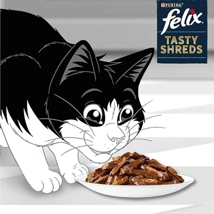 FELIX Tasty Shreds Katzenfutter nass in Sauce, Gemischte Vielfalt mit Rind, Huhn, Lachs und Thunfisch, 80er Pack (4x20x80g) – Bild 3