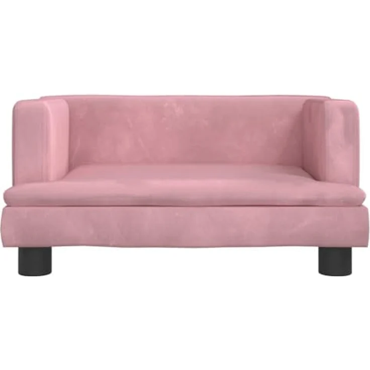 vidaXL Hundematratze Rosa, Samt Hunde-Sofa mit massivem Kiefernholzrahmen und Schaumstofffüllung – Bild 4