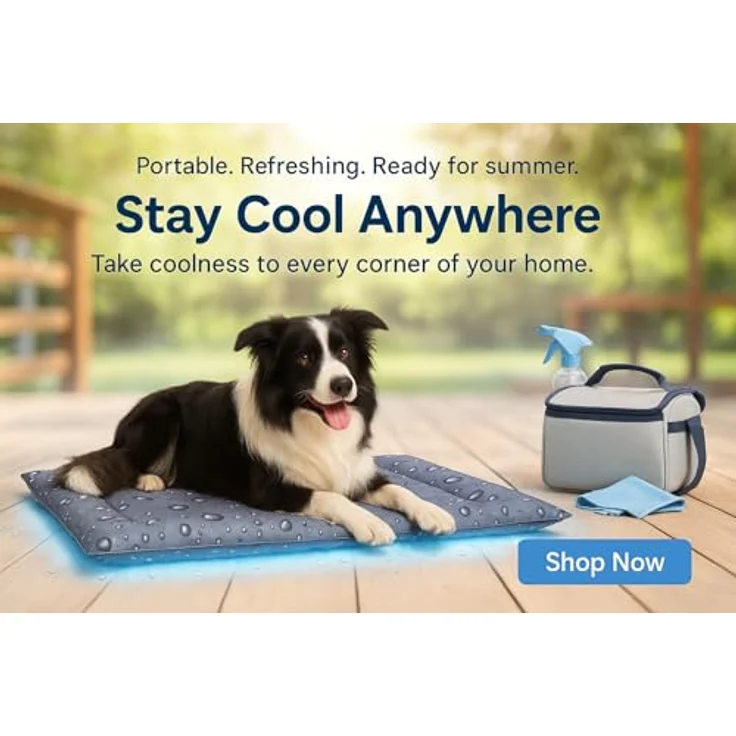 Flamingo Kühlmatte Hund und Katze, wasserfest faltbar mit Gel-Füllung, 76x66x6cm (M) für zusätzliche Erfrischung, ideal für Zuhause und Reisen – Bild 5