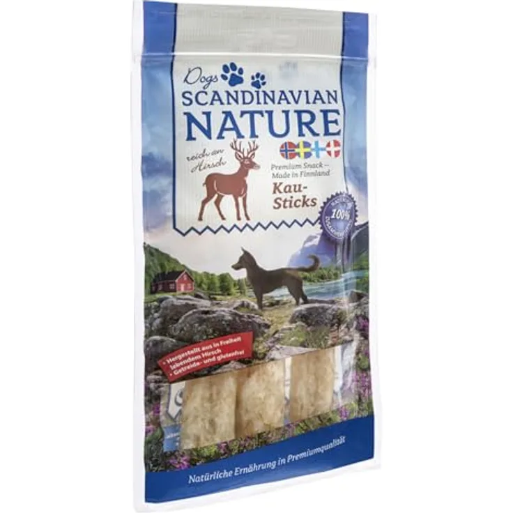 Scandinavian Nature Dogs, Kausticks mit Hirsch, 100% natürliche Zusammensetzung, getreide- und glutenfrei, 45g