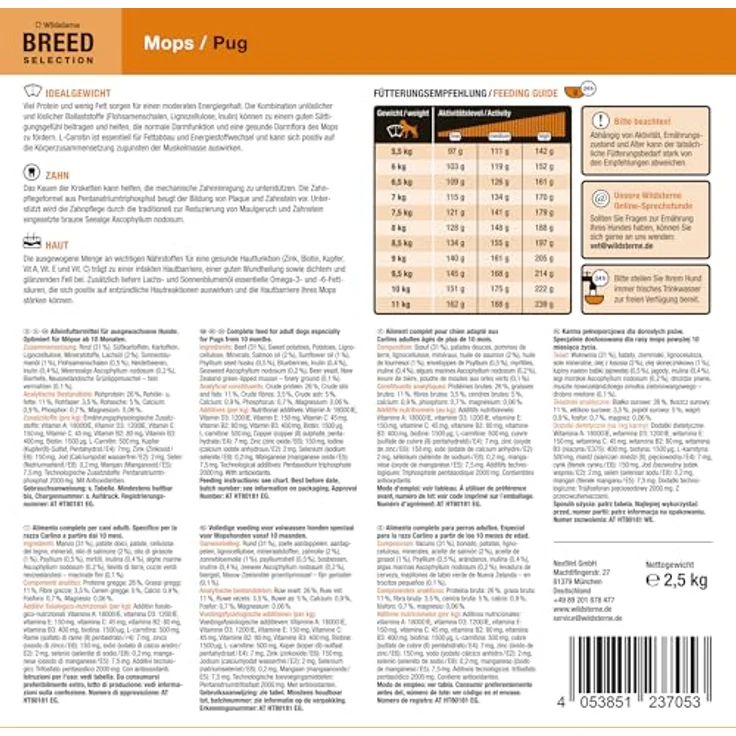 Wildsterne Breed Selection Mops, 2,5 kg, artgerechtes Trockenfutter mit Rind, getreidefrei und hypoallergen – Bild 3