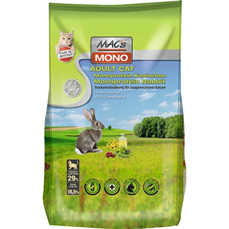 MAC's Katzenfutter getreidefrei Adult Monoprotein Kaninchen, 1.5 kg - hochverdauliche Rezeptur ohne künstliche Zusatzstoffe, Made in Germany – Bild 1