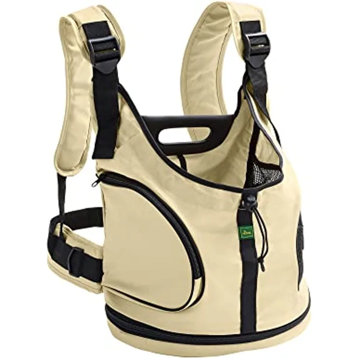 HUNTER Rucksack/Tragetasche Kangaroo, für kleine Hunde bis 6 kg, beige, L 30 x B 20 x H 30 cm, waschbar, mit Nylongurt und gepolsterten Schulterriemen