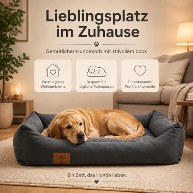 Odolplusz XXL Hundebett 100x70cm, wasserdichter Bezug, abnehmbar & waschbar, robuster Hundekorb für große und mittelgroße Hunde – Bild 2