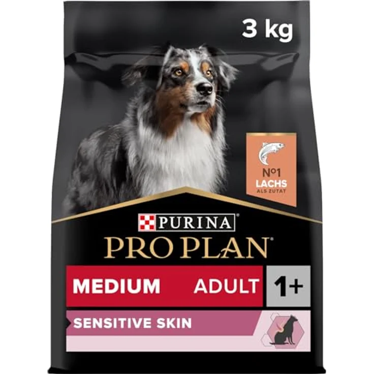PURINA PRO PLAN Medium Adult Sensitive Skin, Trockenfutter für mittelgroße Hunde mit Lachs, 3 kg – Bild 1