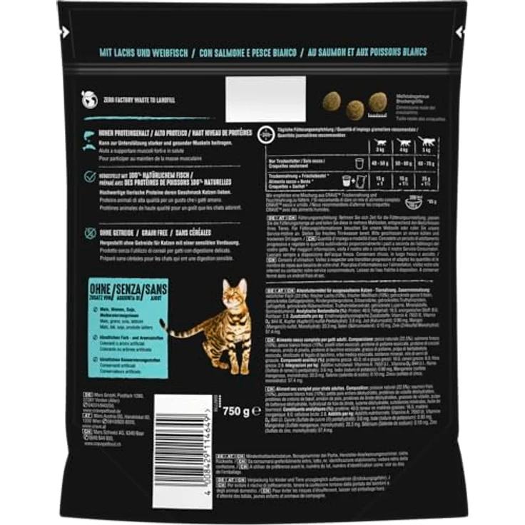 CRAVE Katzenfutter Trockenfutter Adult 1+ mit Lachs & Weißfisch, Alleinfuttermittel für ausgewachsene Katzen, 1 Beutel (750g) – Bild 2