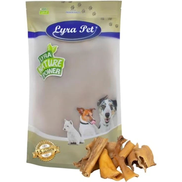 Lyra Pet® Rinderkopfhaut Abschnitte 1 kg, getrockneter Kausnack für Hunde, naturbelassen und proteinreich, 4-8 cm – Bild 1