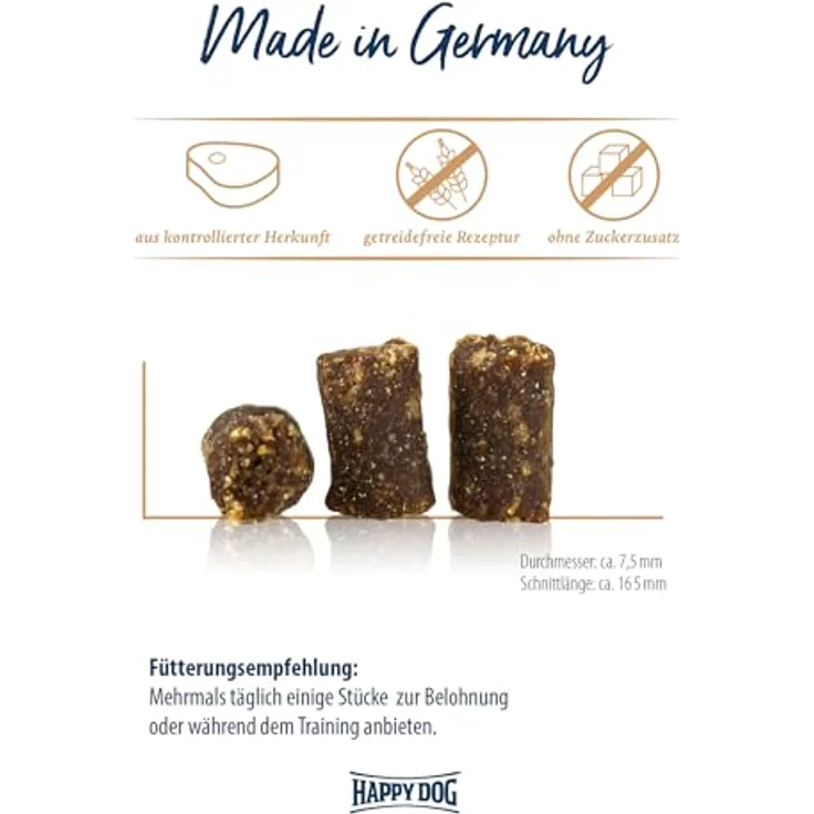 Happy Dog Meat Snack Allgäu, Leckerli aus getrocknetem Rindfleisch für sensible Hunde, 75 g, getreidefrei, glutenfrei – Bild 3