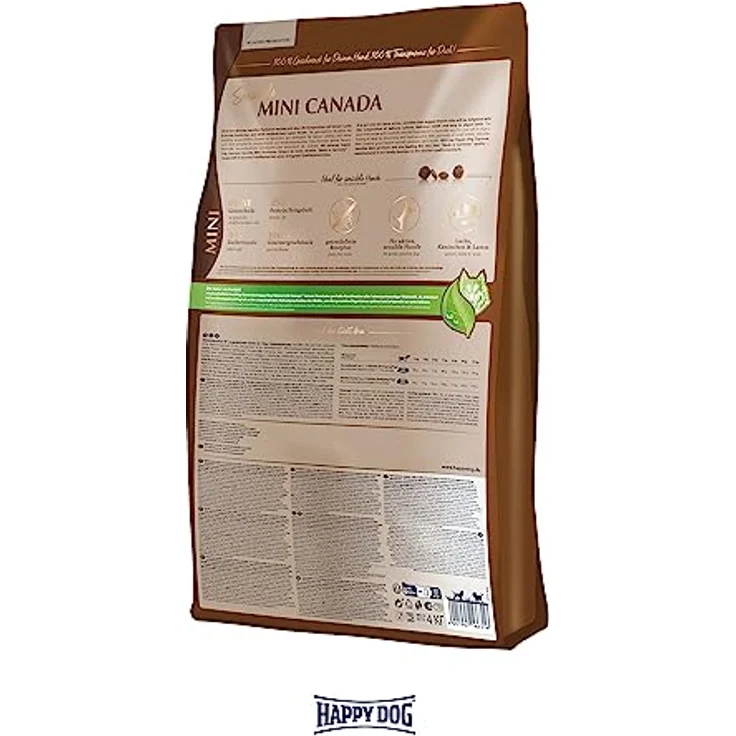 Happy Dog Sensible Trockenfutter Adult Mini Canada, getreidefreie Rezeptur mit Lachs, Kaninchen und Lamm, 4 kg – Bild 4