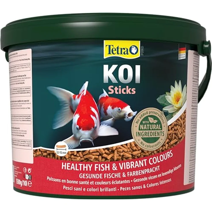 Tetra Pond Koi Sticks, Koi-Futter für farbenprächtige Fische, 10 L Eimer mit hochwertigem Nährstoffmix für bessere Wasserqualität – Bild 1