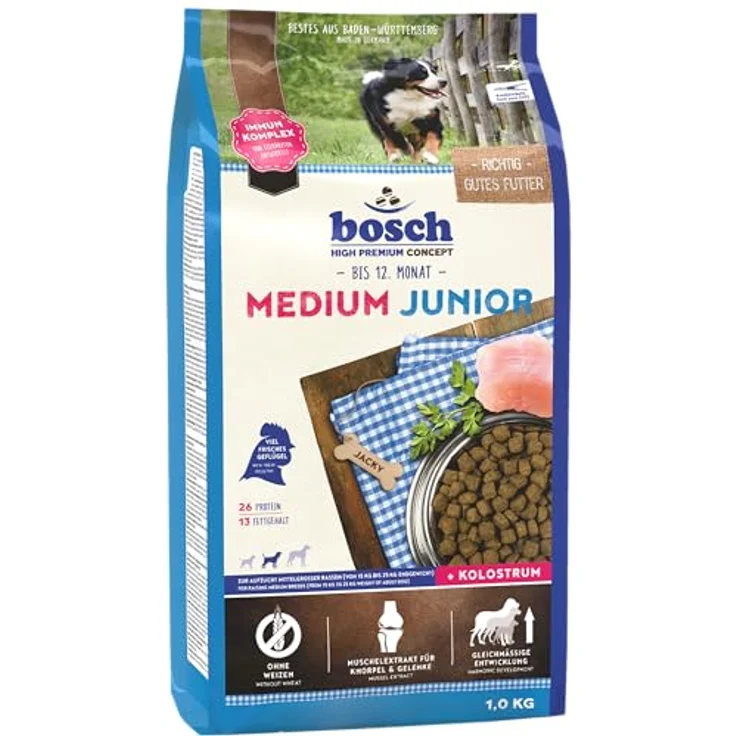 Bosch Medium Junior Geflügel, Hundefutter für mittelgroße Hunde, 15 kg, unterstützt gesunde Entwicklung – Bild 1