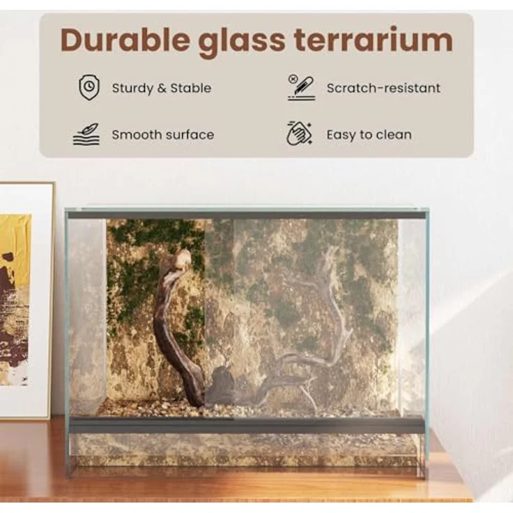 vidaXL Terrarium Transparent 40 x 30 x 30 cm, 360-Grad-Sicht, kratzfestes Glas, vielseitig für Reptilien und Amphibien – Bild 4