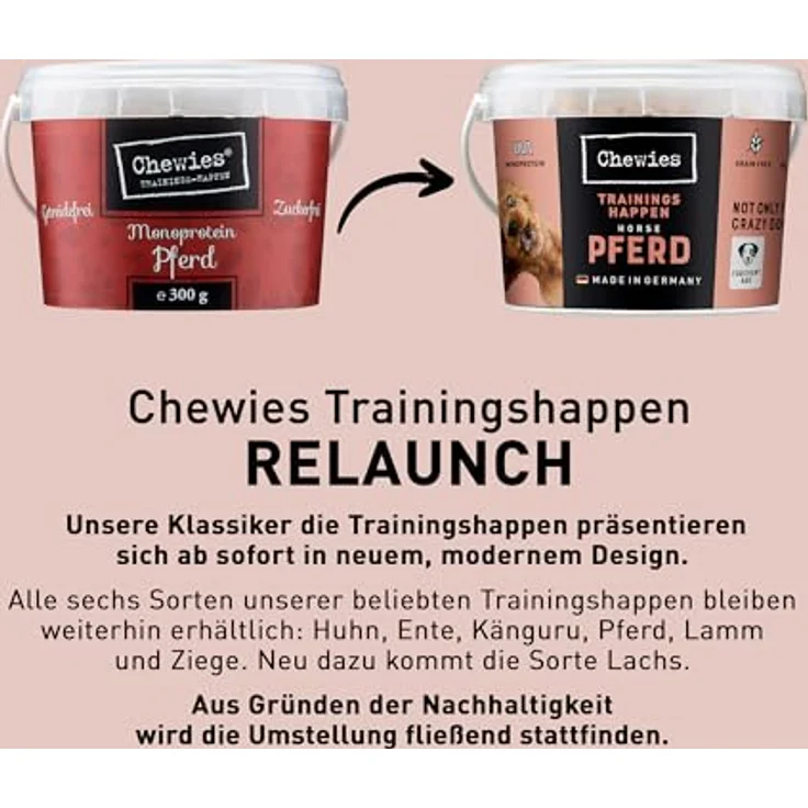 Chewies Monoprotein Trainingshappen für Hunde, getreidefreier Snack mit Pferdefleisch, 300 g, hochverdaulich und ohne Zusatzstoffe – Bild 3