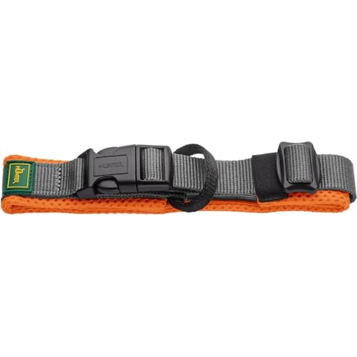 HUNTER Halsband Maldon, orange, atmungsaktives Mesh, robustes Nylon, lautlos & allergikerfreundlich, Zugentlastung, integriertes Adresslabel, Größe: XL – Bild 1