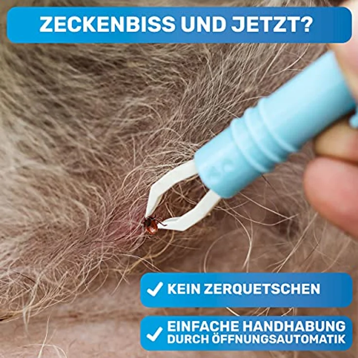 BluePet 2X Automatische Zeckenzange, Zuverlässige Zeckenpinzette für Hunde, Katzen, Pferde & Menschen mit Druckknopföffnung und Sicherheitsmechanismus – Bild 2