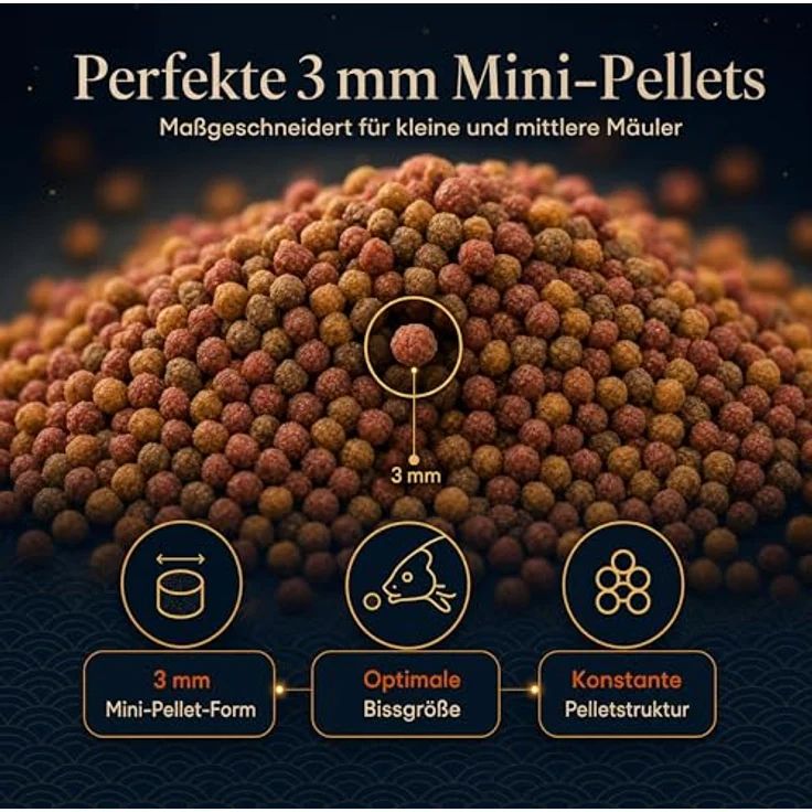 AGUALEVE PRO KOI Hauptfutter Mini-Pellets 15 L (ca. 5 kg) – schwimmende 3 mm Pellets für Koi, Vital-360°-Rezeptur mit Weizenkeim, Spirulina und Astaxanthin, Made in Germany – Bild 2