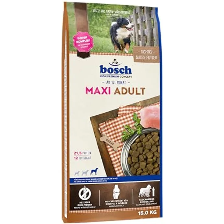 Bosch Hundefutter Maxi Adult, Trockenfutter für übergewichtige Hunde mit magerem Geflügel, 2x15kg