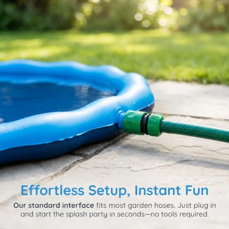 Jsdoin Hundepool Planschbecken 100cm, Faltbare Wassermatte mit Sprinklersystem, rutschfeste Oberfläche für Outdoorspaß im Sommer – Bild 3