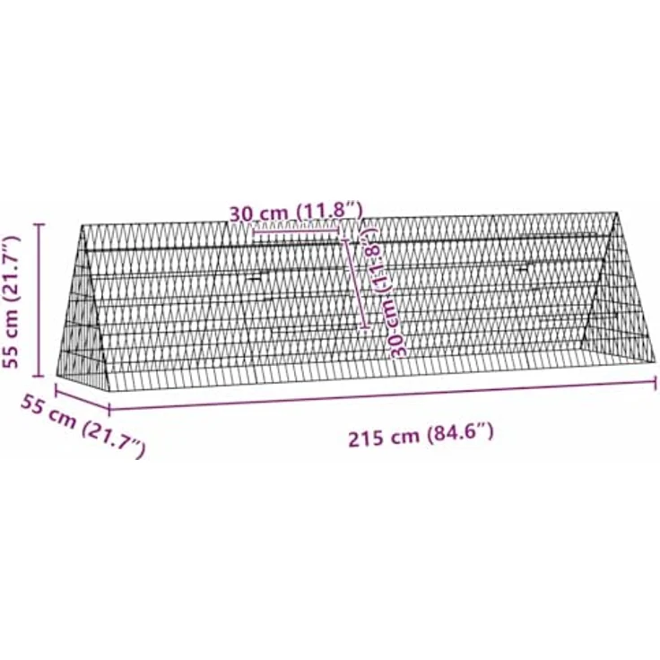 vidaXL Hasenkäfig Silber, 650 x 55 x 55 cm, verzinkter Stahl, wetterbeständig, einfach zu montieren für Garten und Terrasse – Bild 3