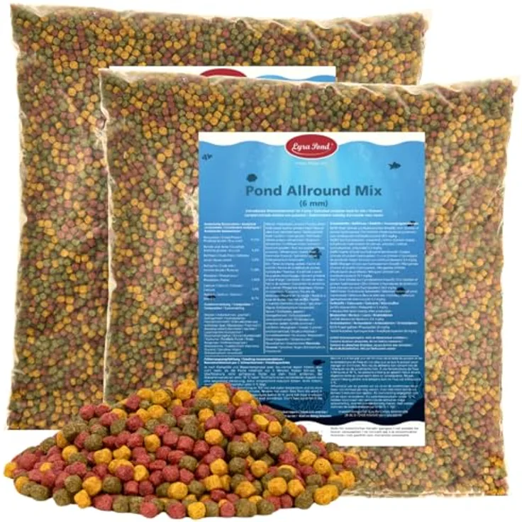 Lyra Pond® 2 x 10 L Pond Allround Koi Mix, proteinreiches Fischfutter mit Astaxanthin für kräftige Farben, artgerecht für Teichfische