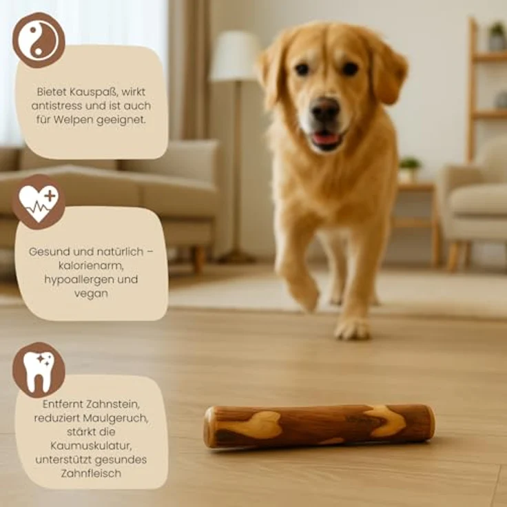 PetLove Kauholz für Hunde aus Olivenholz, Natürlicher Kauknochen für große Hunde > 20kg, Größe L (261-450 g), Nachhaltiges Hundespielzeug & Zahnpflege – Bild 2