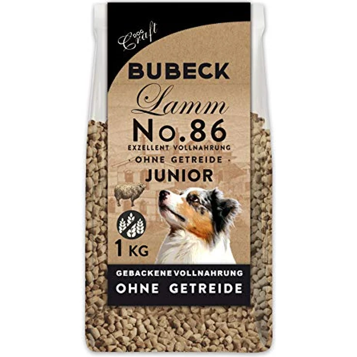 BUBECK Hundefutter, getreidefreies Lammfleisch, 1 kg, Alleinfuttermittel für Welpen aller Rassen bis 12 Monate, artgerecht und gut verträglich – Bild 1