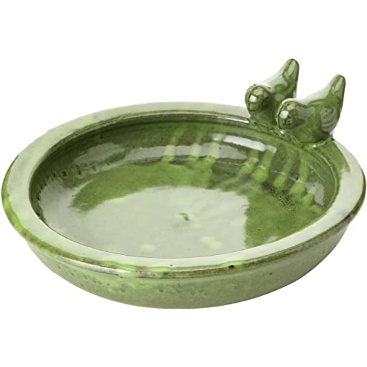 Esschert Design Keramik Vogelbad Farbe grün – Bild 2