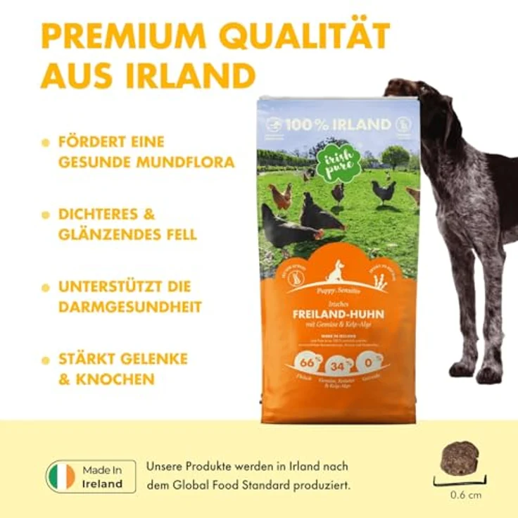 Irish Pure Puppy Trockenfutter, 12kg Welpenfutter mit Freiland-Huhn, Kelp-Alge & Gemüse, hoher Fleischanteil, getreidefrei, sensitiv, für alle Rassen – Bild 3