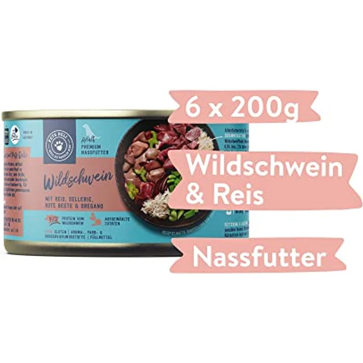 Pets Deli Classic Hunde Nassfutter Wildschwein & Reis, hoher Fleischanteil, leicht verdaulich, getreidefrei, mit Roter Bete, 6x200g, Premium Qualität – Bild 3