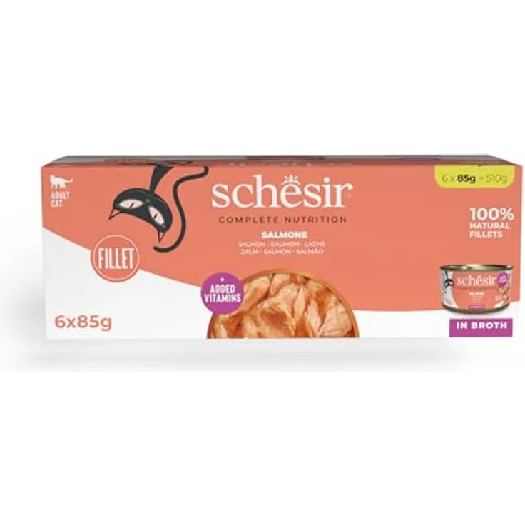 Schesir Natural Lachs, Katzen-Nassfutter in praktischer 85g Dose