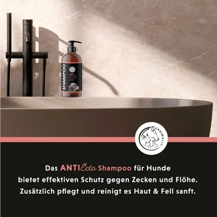 Annimally Anti Zecken und Flohshampoo für Hunde, Shampoo mit Neem-Extrakt, 500ml, effektiver Schutz gegen Zecken, Flöhe & Milben, pflegt Haut und Fell – Bild 4