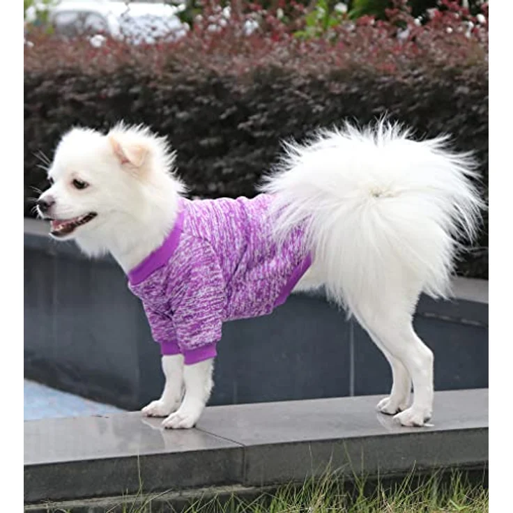 HuaLiSiJi Hundepullover für kleine Hunde, Warm und leicht, Elastisch, Weiche Textur, Pink+Lila, Größe M – Bild 4