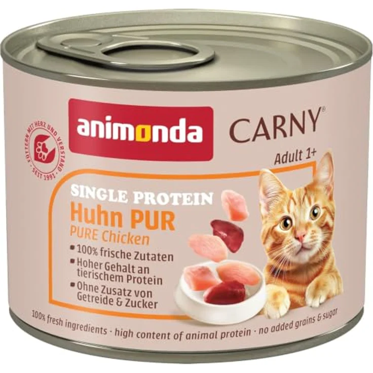 animonda Carny Adult Huhn pur, Katzen-Nassfutter mit reinem Hühnerfleisch, 6x200g – Bild 1