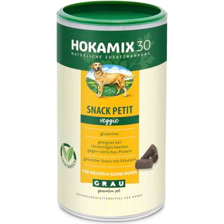 Grau - HOKAMIX30 Snack Petit Veggie, gesunder vegetarischer Hundesnack mit 30 Kräutern, 800g Packung