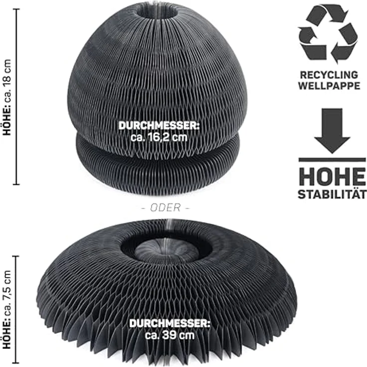 CanadianCat Company Kratzspielzeug Champi - Kratzpappe mit Spielschienen und Spielbällen, schwarz | Ø 16,2 x 18 cm, langlebig und umweltfreundlich – Bild 2