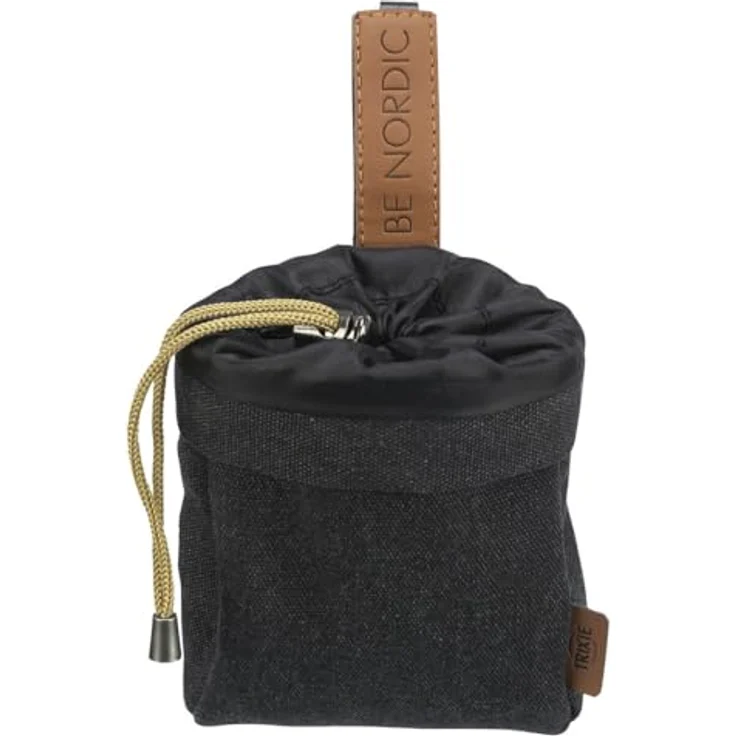 Trixie BE Nordic Snackbeutel, Ø 10 x 14 cm, schwarz, mit integriertem Müllbeutelspender und verstellbarem Kordelzug – Bild 1