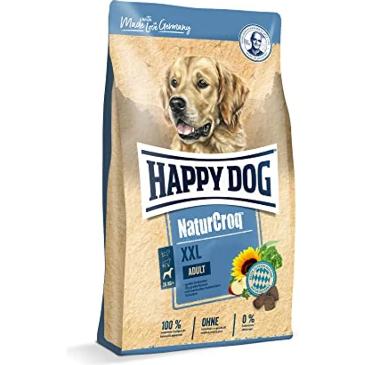 Happy Dog NaturCroq XXL, Hunde-Trockenfutter für große Rassen, Sparpaket 2 x 15 kg, extra große Kroketten, leicht verdauliche Zutaten, ohne künstliche Zusätze
