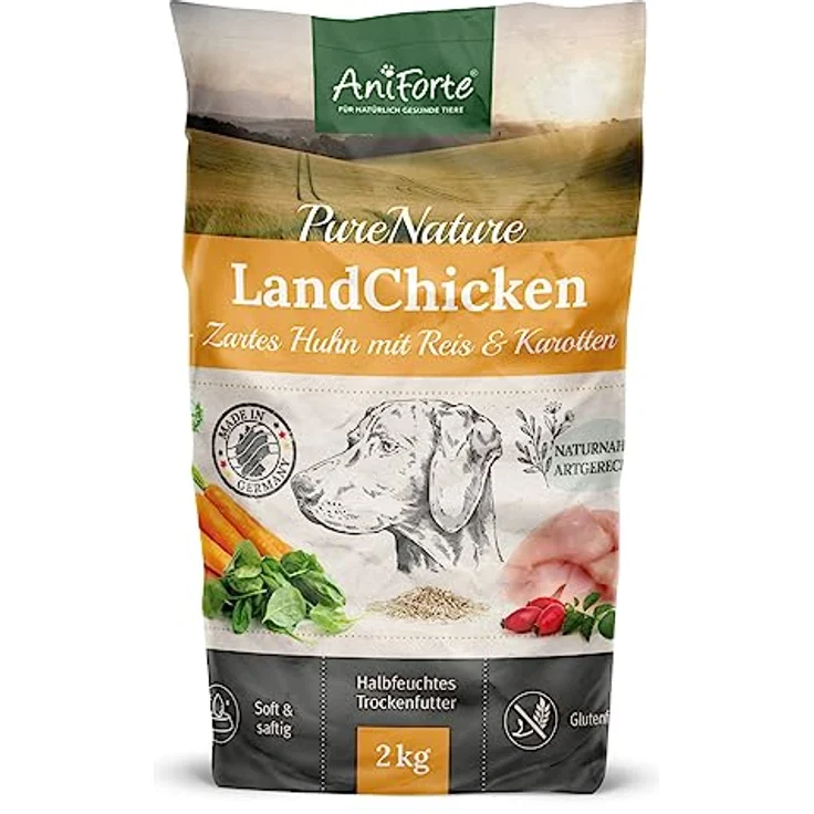 AniForte PureNature LandChicken, halbfeuchtes Hundefutter mit zartem Huhn und Reis, glutenfrei, 2 kg – Bild 1