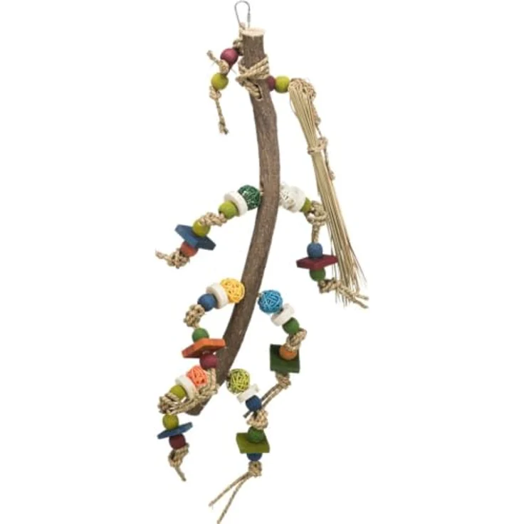 Trixie Toy 56 cm, Vogelspielzeug aus Holz mit Rattan und Gras – Bild 1
