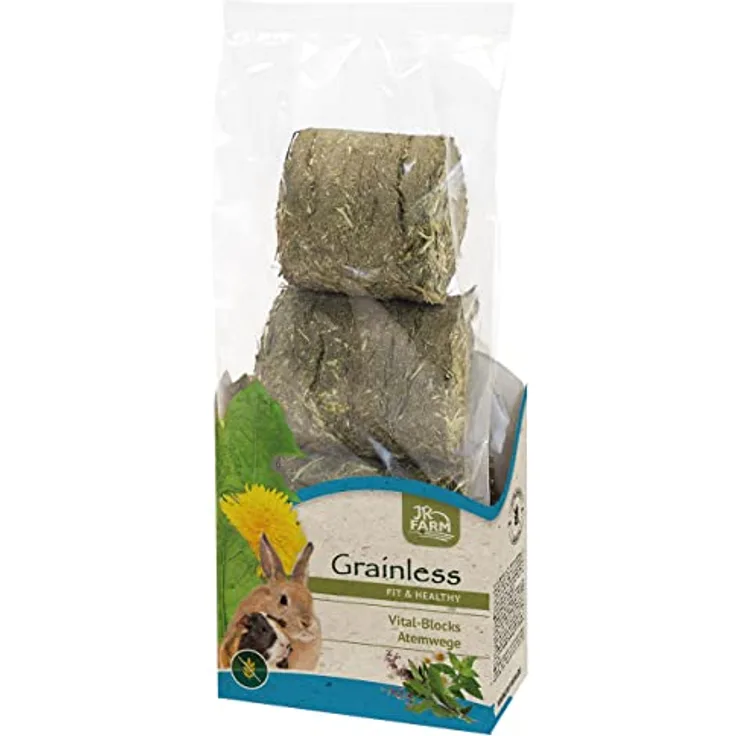 JR FARM Grainless Health Vital-Blocks Atemwege, 300 g, getreidefreies Kleintierfutter mit Heilkräutern zur Förderung der Vitalfunktionen