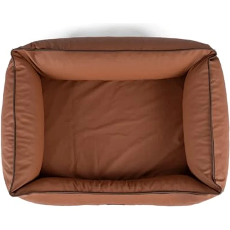TrendPet Runa, Orthopädisches Kunstlederbett für Hunde mit Memoryfoam Matratze, modisch in Kupfer und Grau (80x60x25 cm) – Bild 3