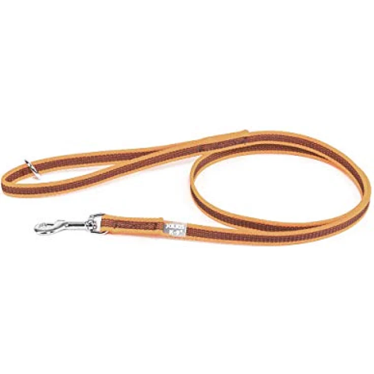 JULIUS K-9 IDC Color & Gray gumierte Hundeleine, 14 mm x 1,2 m mit Schlaufe und O-Ring, orange-grau, wetterbeständig und leicht zu reinigen – Bild 1