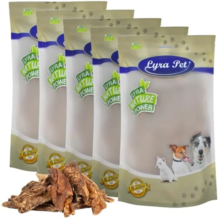 Lyra Pet® 5 kg Rinderlunge, getrockneter fettarmer Hundefutter Kausnack, proteinreiche Belohnung