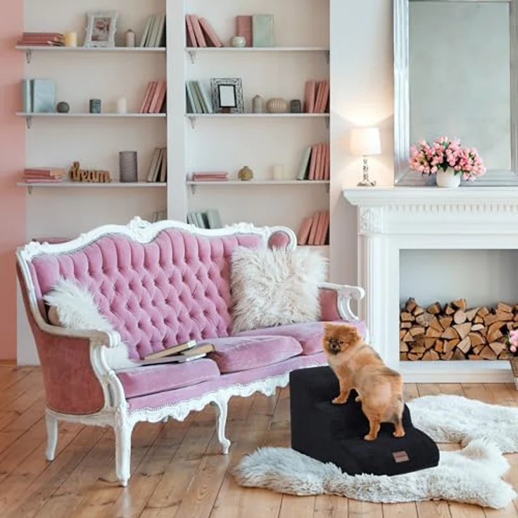 relaxdays Haustiertreppe Hundetreppe mit 3 Stufen, Schwarz, für Hunde und Katzen, bequeme Tritthöhe – Bild 6