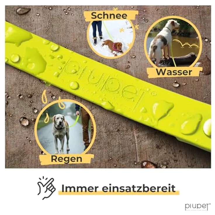 PiuPet® Schleppleine für Hunde, 5m/10m/20m, wasserabweisend, neongelb, robust und pflegeleicht, ideal für großes Hundetraining – Bild 4