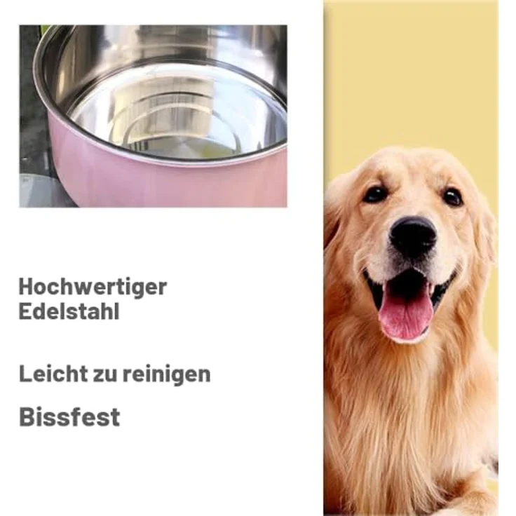 SUOXU Futternapf für Hundekäfig, Edelstahl, hängend, 850 ml für kleine Hunde, durchmesser 14 cm, leicht zu reinigen – Bild 3
