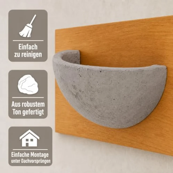 Westfalia Werkzeug Nistkasten Mehlschwalbennest, Ton mit Holzplatte zur einfachen Montage, 200 x 90 x 80 mm – Bild 3
